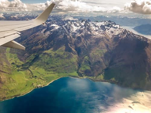View from plane flying out of Queenstown