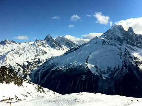 Snowboarding at La Flégère, Chamonix Mont-Blanc, France