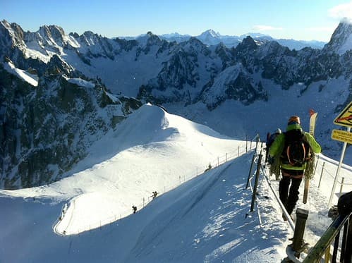 Snowboarding the Vallee Blanche on Mont Blanc, Chamonix, France