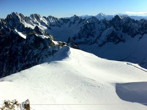 Snowboarding the Vallee Blanche on Mont Blanc, Chamonix, France