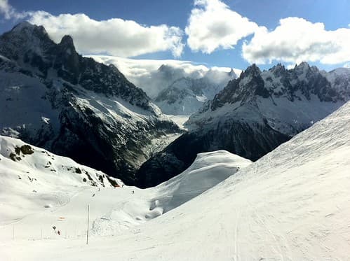 Snowboarding at La Flégère, Chamonix Mont-Blanc, France