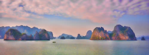 Gorgeous muted colours brought out of this tranquil Halong Bay scene