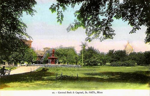 Old Saint Paul Minnesota Postcard - A View Of Central Park & The Minnesota State Capitol, No Publisher Information, Printed In France, Circa 1910