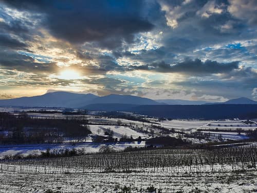 A Snowy Sunset Over Mont Sainte-Odile