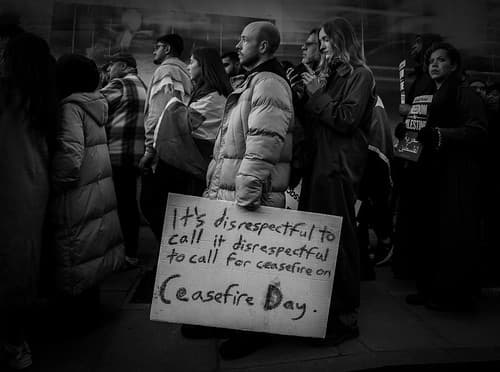 It's disrespectful to call it disrespectful to call for a ceasefire on Ceasefire Day.