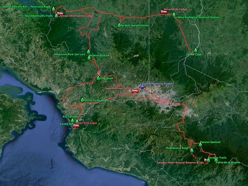 Costa Rica Trip Map