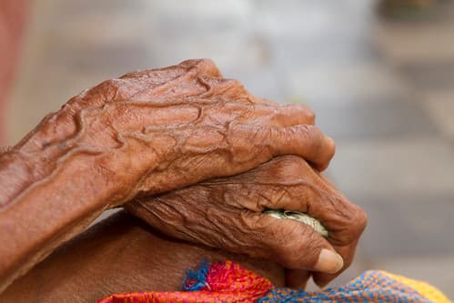 Eldery Woman Begging in Granada, Nicaragua