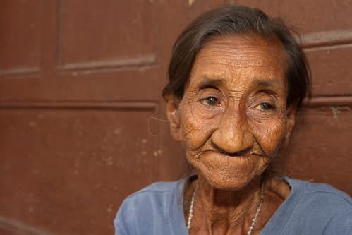 Eldery Woman Begging in Granada, Nicaragua
