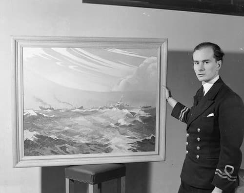 Lieutenant-Commander Charles Anthony Francis Law, Royal Canadian Naval Volunteer Reserve, naval war artist / Le commandant Charles Anthony Francis Law, de la Réserve de volontaires de la Marine royale canadienne