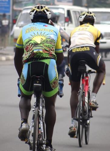 Project Rwanda - Cyclists on Street - Musanze (Ruhengeri) - Northern Rwanda