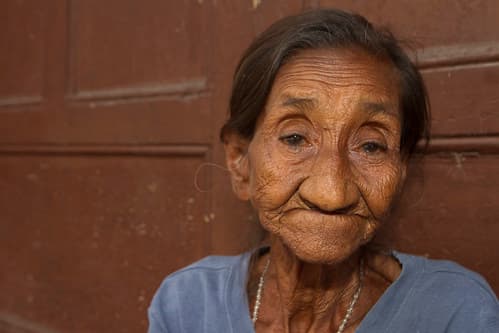 Eldery Woman Begging in Granada, Nicaragua