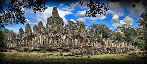 Panorama of Bayon Temple at Angkor Thom