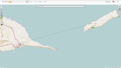 Le signal wifi (portée de 24km) créé par Gwadalug pour relier la Désirade en cas de tsunami.