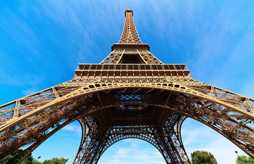 Low angle of The Eiffel Tower
