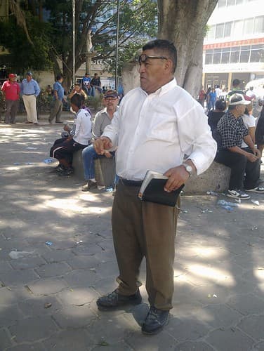 preacher in city park (Tegucigalpa, Honduras)