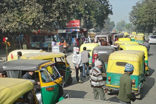 Rickshaws au centre de New Delhi