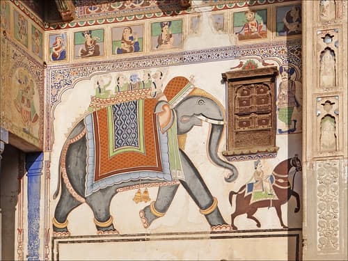 Peinture murale (Sneh Ram Ladia's Haveli, Mandawa)