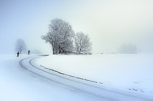 Ski touring in the fog